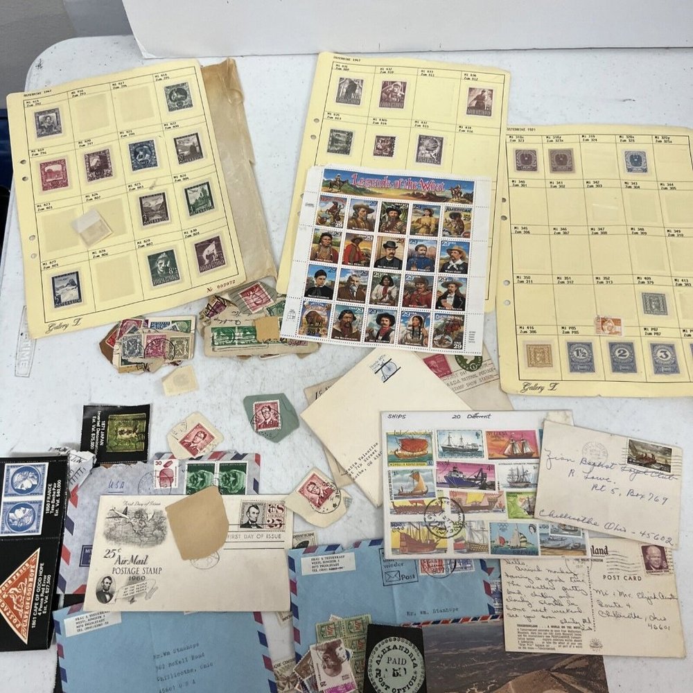 VTG rare Stamp Collection Is terrine 1921 1947 Legends Of West Stamps More